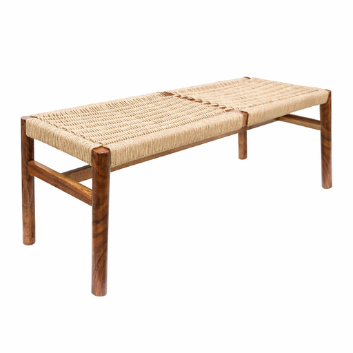 [54930BA] Mazamitla banca de parota cuerda redonda beige // Exterior techado