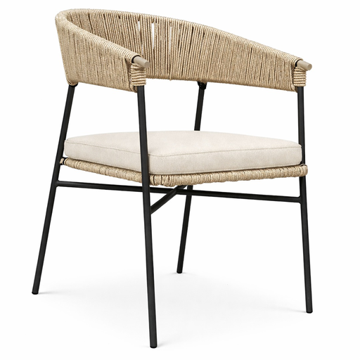 [62790SI] Zamora silla acero galvanizado cuerda textilene beige y cojín // Exterior 100%