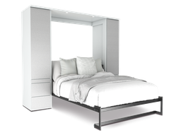 [SSPACE-QS-TI] Shubuya cama abatible, closet y mesa queen size con laminado de madera color titanio // MS