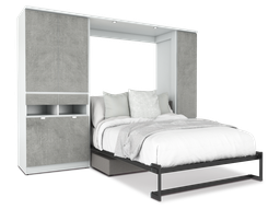 [TB-QS-CO] Todden conjunto de cama abatible,clóset,sofá y mesa queen size laminado de madera color concreto // MS