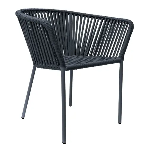 [CMX-JS-002T]  Jalisco silla estructura en aluminio cuerda textilene negra // Exterior 100% 