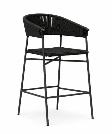 [62648BAT] Zamora banco acero galvanizado negro cuerda textilene negra // Exterior 100% 