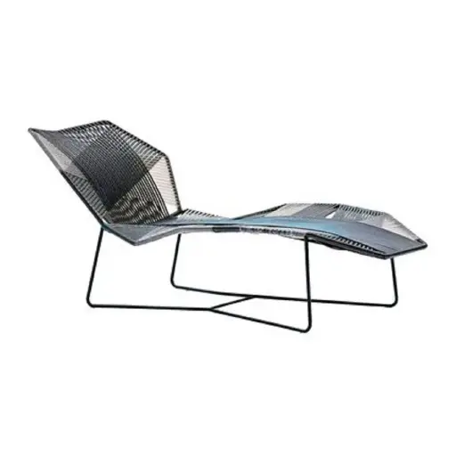 [CMX029T] Tulum camastro acero galvanizado negro y textilene // Exterior 100% 