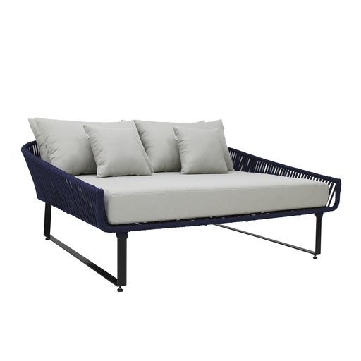 [56799CAT] Vallarta cama de dia grande acero galvanizado negro cuerda textilene negra tela loneta // Exterior 100% 