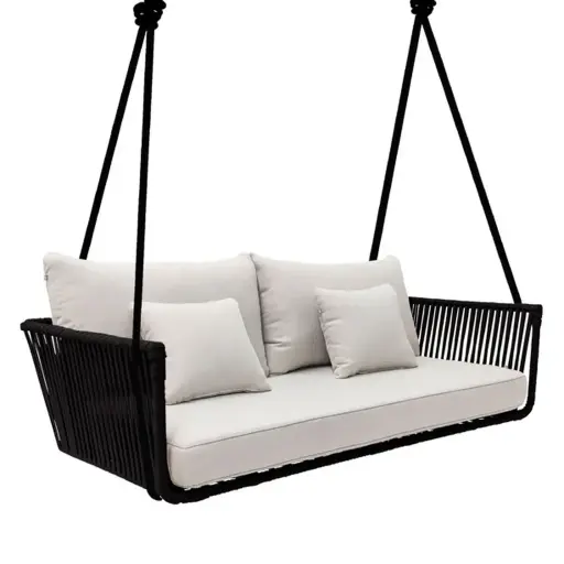 [54922CO] Vallarta columpio love metal negro cuerda negra cojinería // Exterior techado