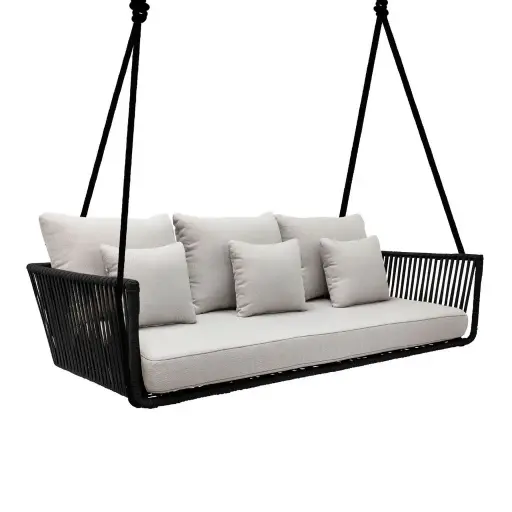 [65086COT] Vallarta columpio sofa acero galvanizado beige textilene beige loneta // Exterior 100% 