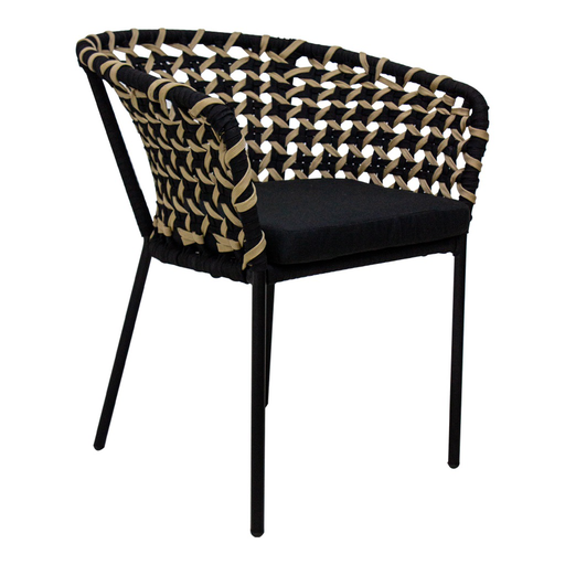 [62255SIT] Tepoztlán silla acero galvanizado negro cuerda textilene bicolor y loneta // Exterior 100% 
