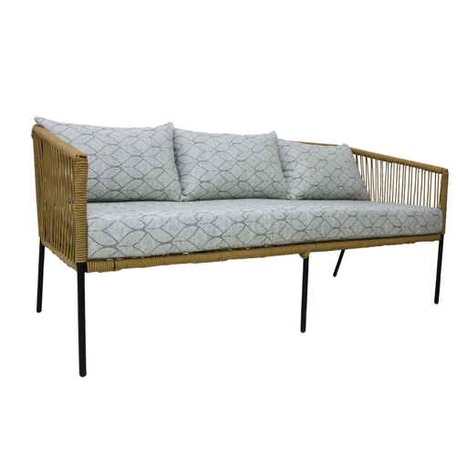 [TEQUI654T] Tequila sofá acero galvanizado negro textilene beige y loneta // Exterior 100% 