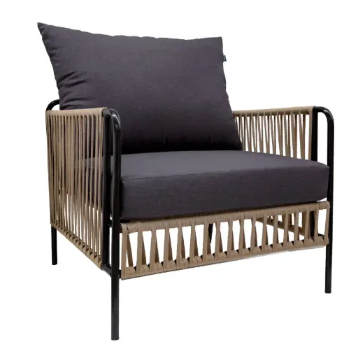 [53290SIT] Chetumal sillon acero galvanizado negro textilene negro tela loneta // Exterior 100% 