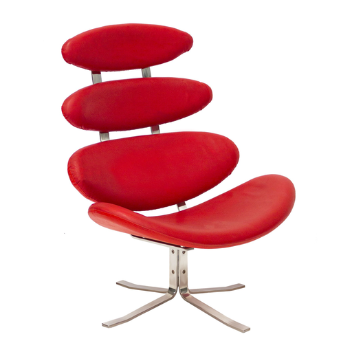 [CRN001] Corona lounge rojo con taburete // Outlet