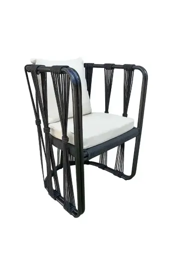 [CMXSI06T] Majahuitas silla acero galvanizado negro y textilene // Exterior 100% 