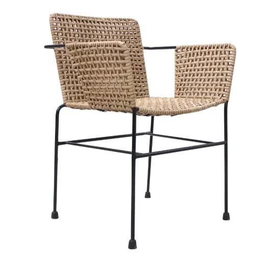 [CMX044BT]  Costa silla acero galvanizado negro textilene beige PEDIDO ESPECIAL 20 PZAS MIN. // Exterior 100%  
