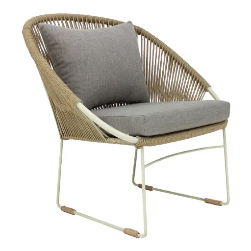 [CMX032T] Manzanillo sillón acero galvanizado, textilene y cojinería en loneta  // Exterior 100% 