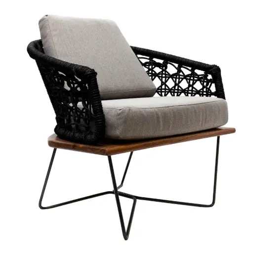 [CMX043CSNT] Yelapa sillón acero galvanizado negro textilene negro  tela loneta // Exterior 100% 