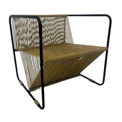[65135SI] Acapulco sillón original metal negro y cuerda // Exterior techado