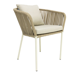 [58367SI] Jalisco silla metal beige cuerda beige cojin asiento y respaldo en tela loneta