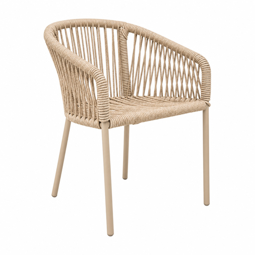 [62083SI] Tequila silla metal beige cuerda beige // Exterior techado