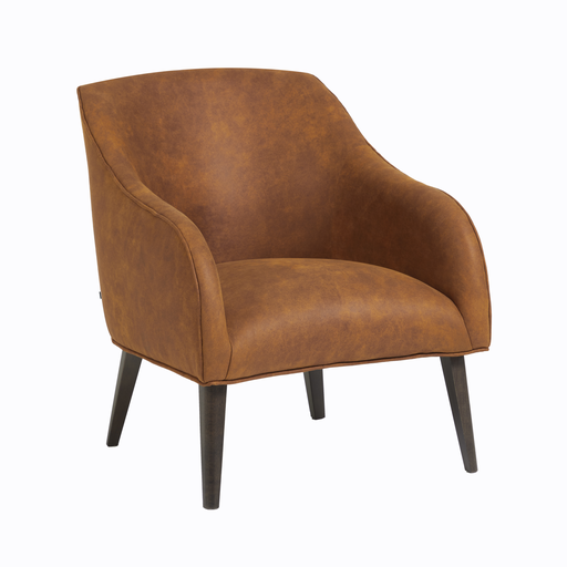 [S480PT86] Lobby butaca madera negra tela marrón oxido // Outlet