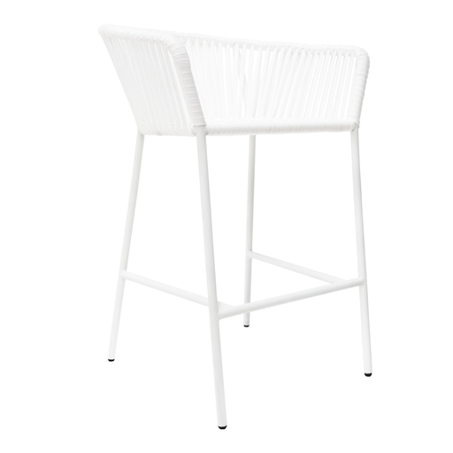 [50378BA] Jalisco banco metal blanco cuerda blanca // Exterior techado