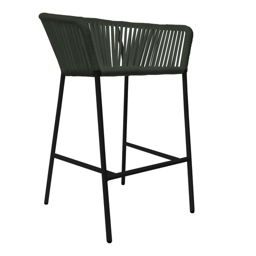 [50617BA] Jalisco banco metal negro cuerda verde militar // Exterior techado