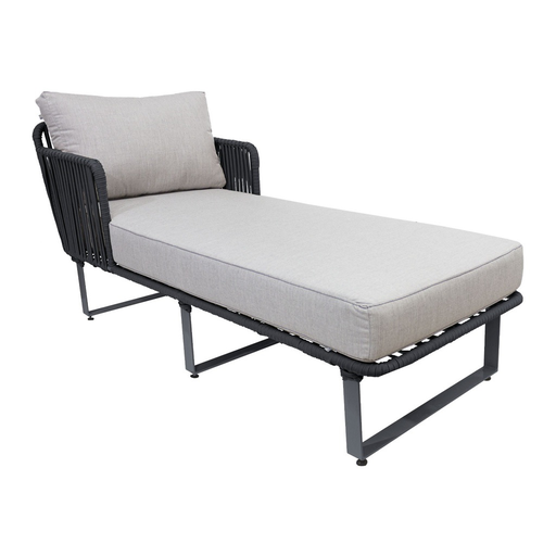 [48967CA] Vallarta camastro metal negro cuerda gris tela loneta // Exterior techado