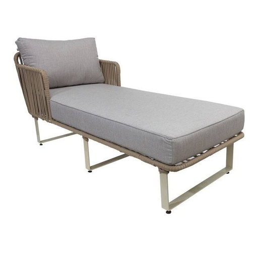 [50166CA] Vallarta camastro metal beige cuerda beige tela loneta // Exterior techado