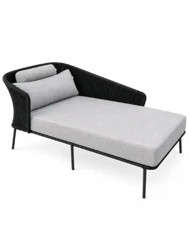 [58266CA] Chacala camastro para 2 personas metal negro cuerda negra // Exterior techado