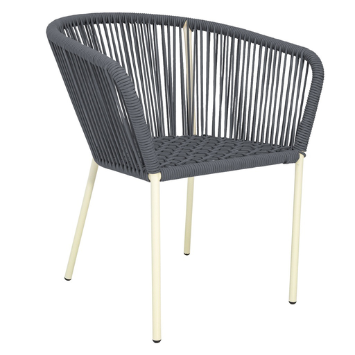 [53253SI] Ameca silla estructura beige cuerda gris // Exterior techado