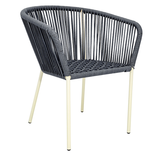 [53270SI] Ameca silla estructura beige cuerda gris jaspeado // Exterior techado