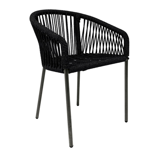 [53708SI] Tequila silla metal negro cuerda negra // Exterior techado