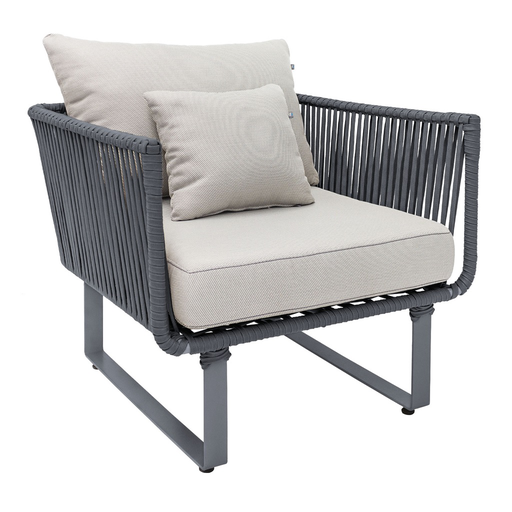 [48995SI] Vallarta sillón metal gris cuerda gris cojinería en tela // Exterior techado