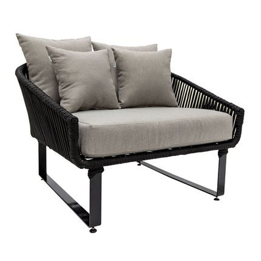 [50094SI] Vallarta sillón lounge cuerda negra cojinería loneta antidecoloración // Exterior techado