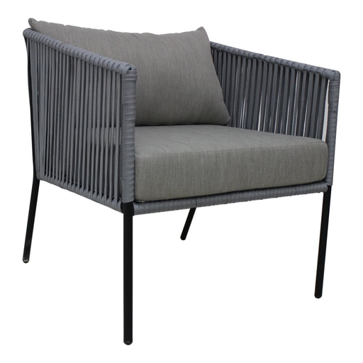 [58848SI] Tequila sillón metal negro cuerda gris cojinería loneta antidecoloración // Exterior techado